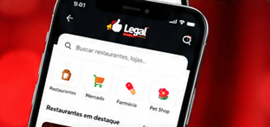 Aplicativo Legal Delivery aberto no celular